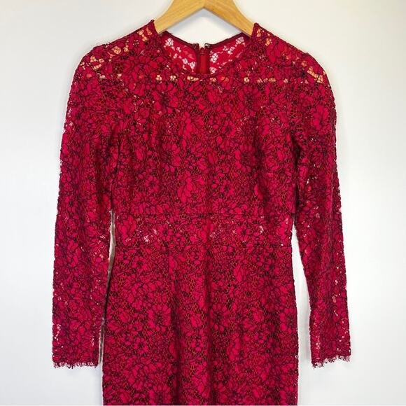 Shoshanna Garnet Illusion Lace Sheath dress red - 2 - Picture 4 of 13